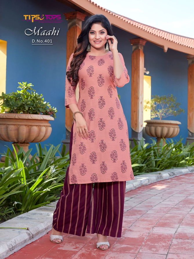 MAAHI 4 Printed Designer Heavy Rayon Ethnic Wear Kurti With Bottom Collection